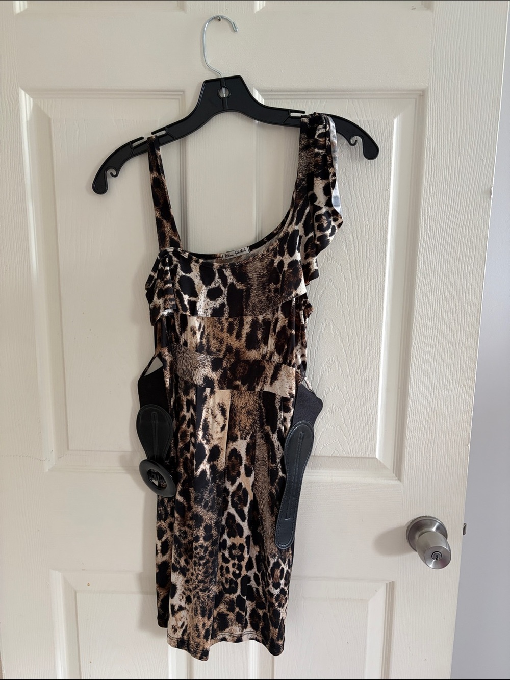 Leopard Print Cutout Bodycon Dress - Brown & Black